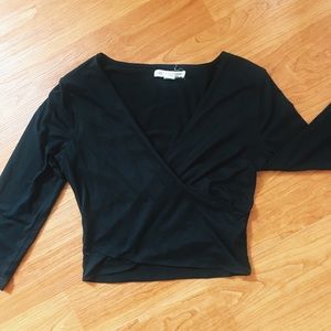 Black Wrap Front Crop Top